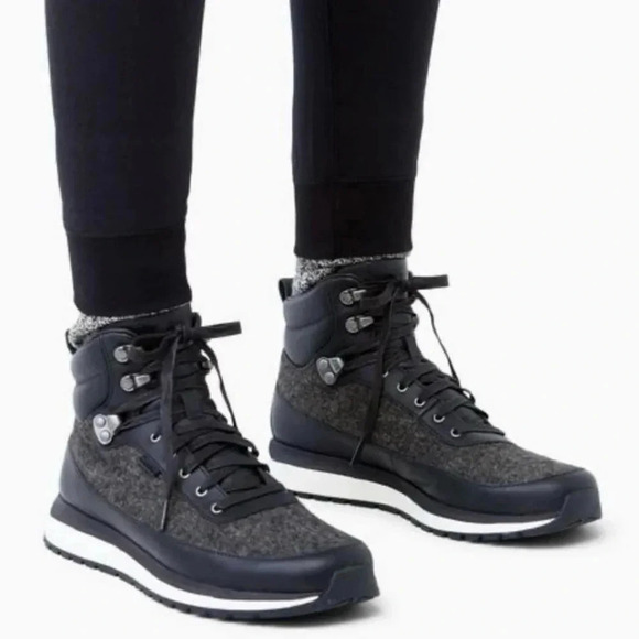 Roots Rideau  Mid Sneaker Grey Black Wool Leather Size 6 - Picture 1 of 13